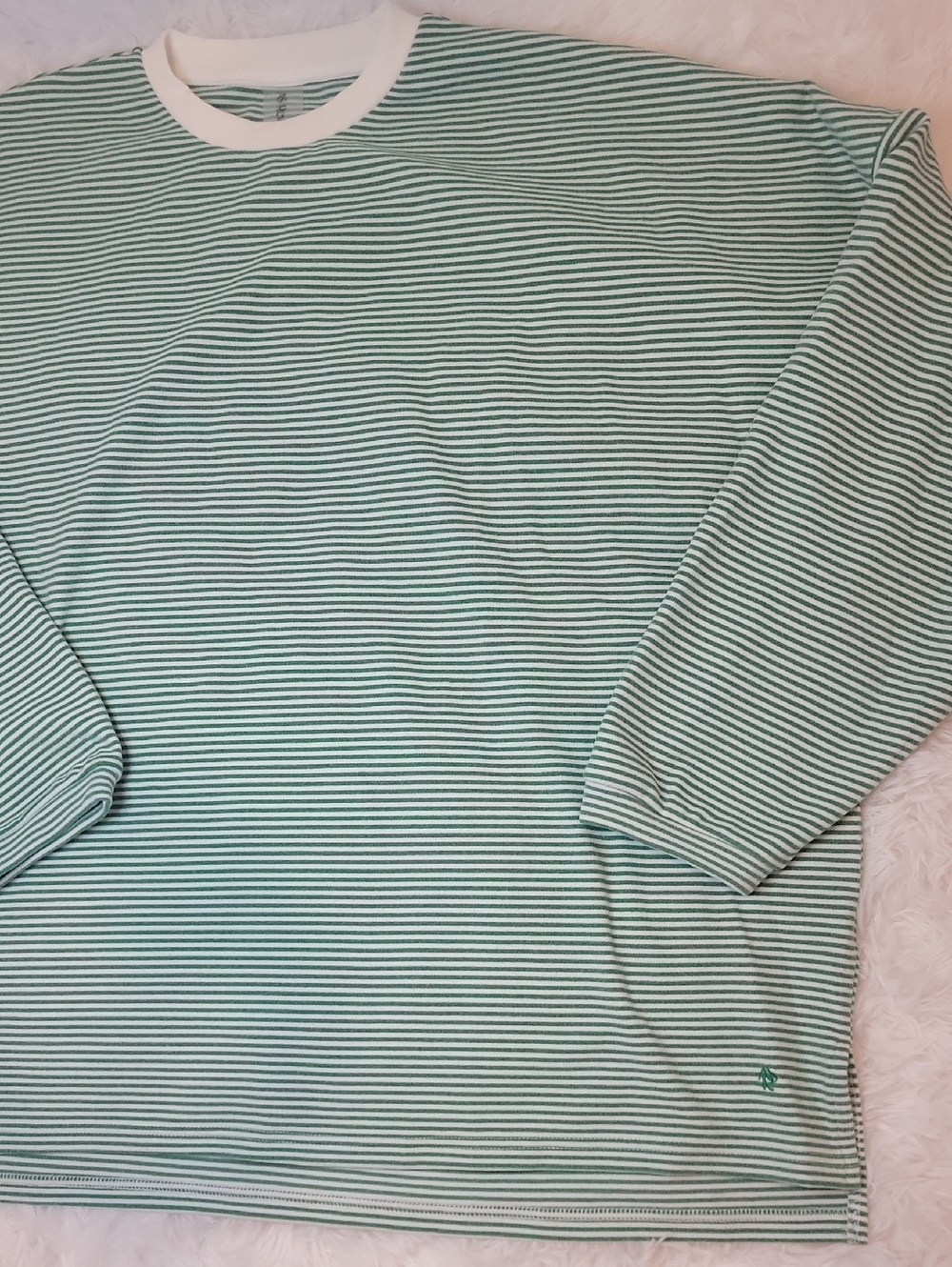 NWT As Revival Altar'd State Drift Striped Crew. Green & White. M/L